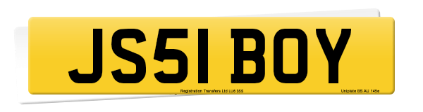 Registration number JS51 BOY